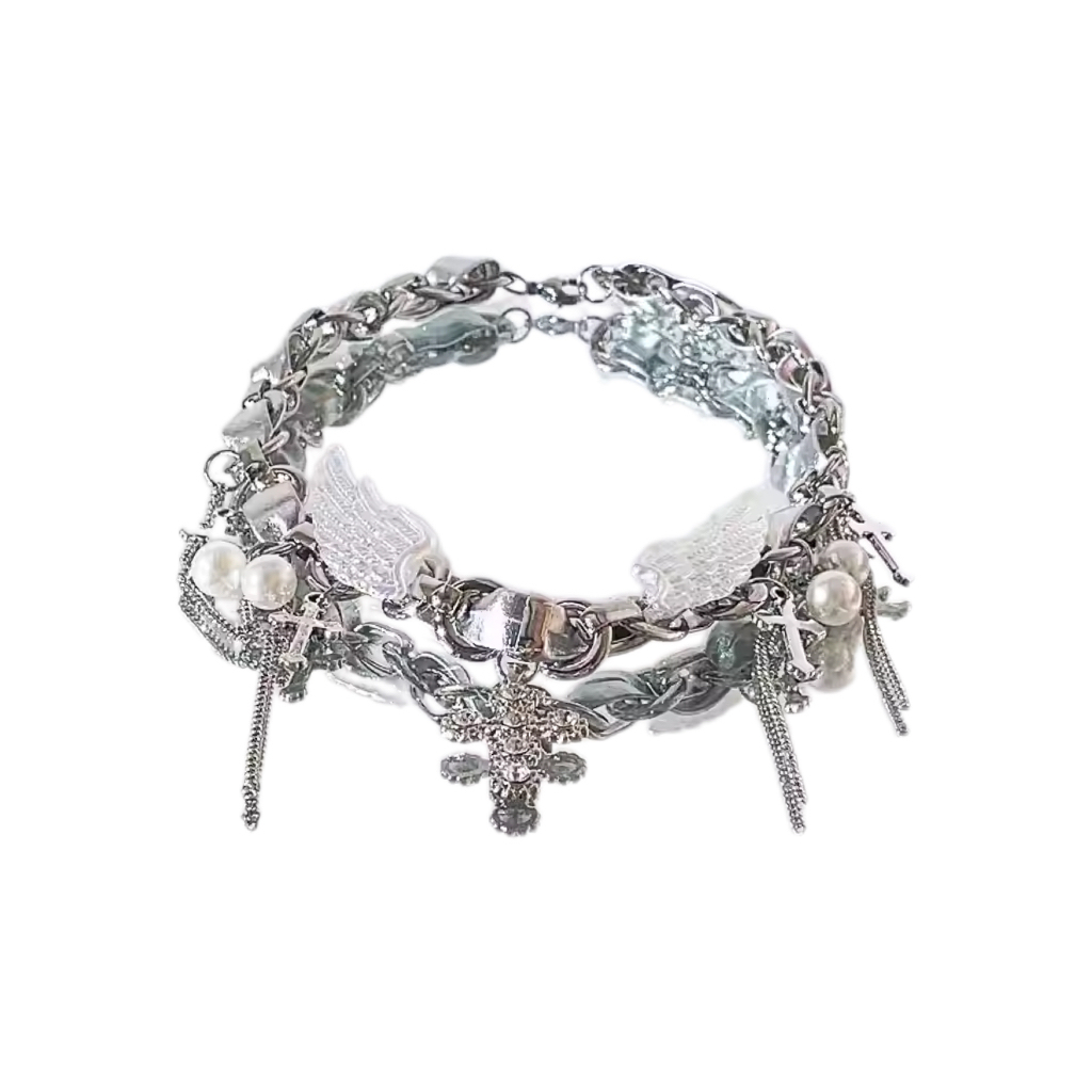 Hisera Stylish Wing Cross Alloy Chokers Crystal Jewelry