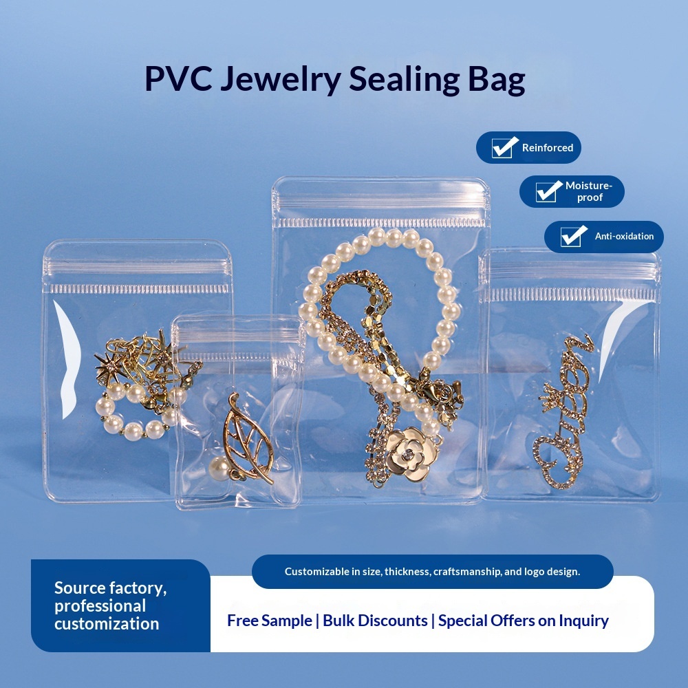 Hisera Pvc Rectangular Ziplock Self Sealing Crystal Jewelry