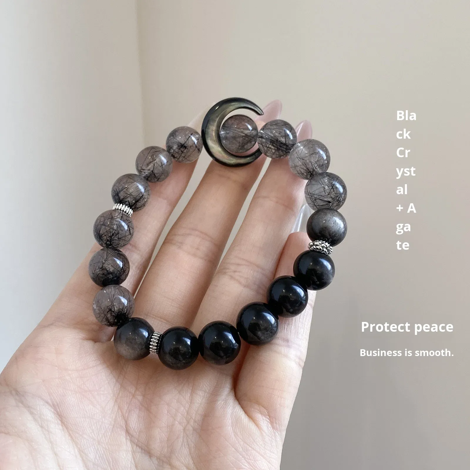 Hisera Punk Style Moon Shape Beaded