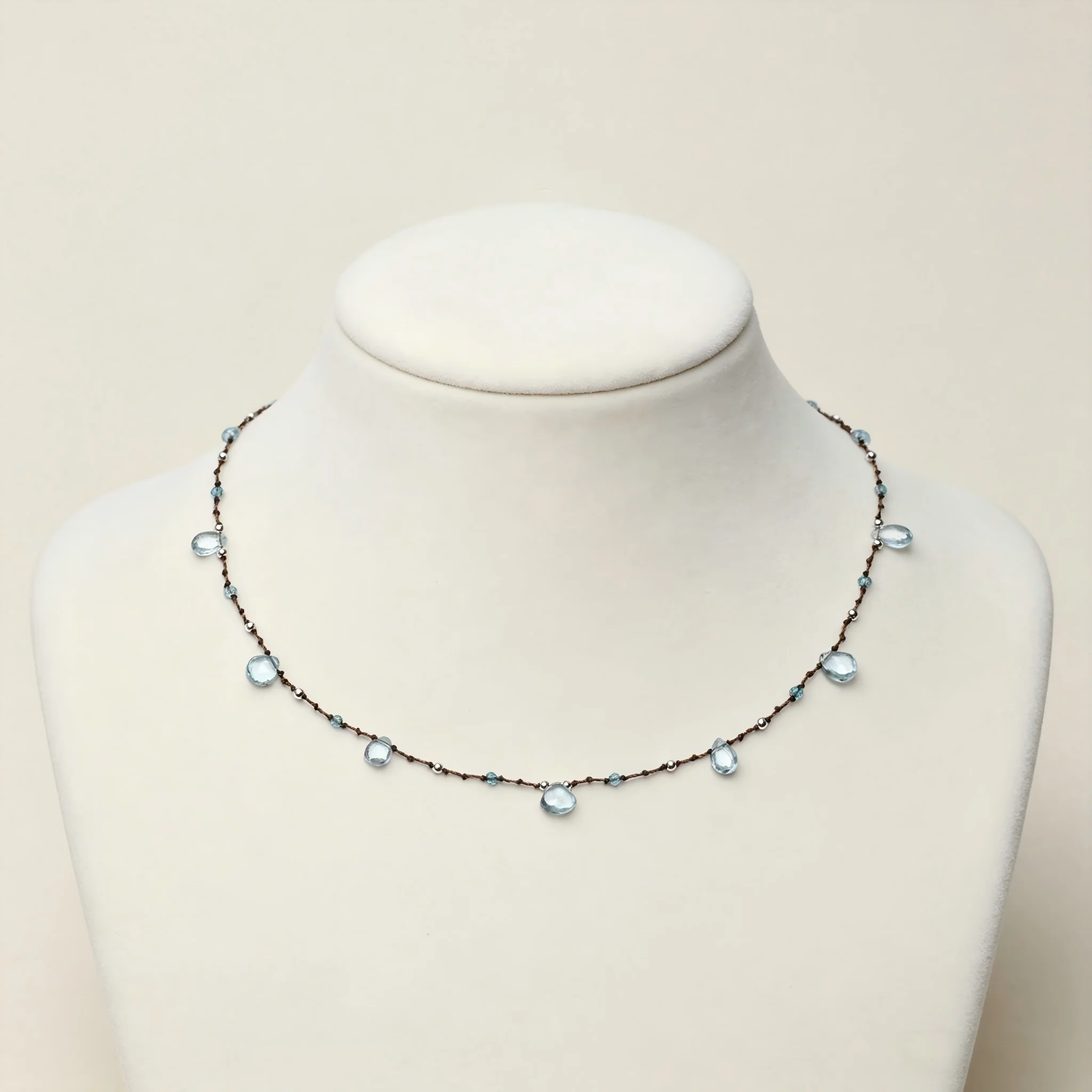 Dainty Blue Topaz Gemstone Clavicle Chain Crystal Jewelry