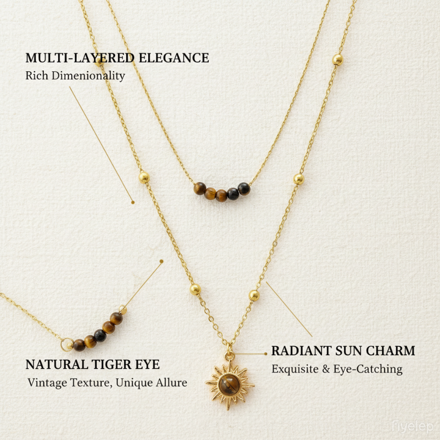 Hisera Natural Caramel Crystal Resin 18K Gold Plated Sweater