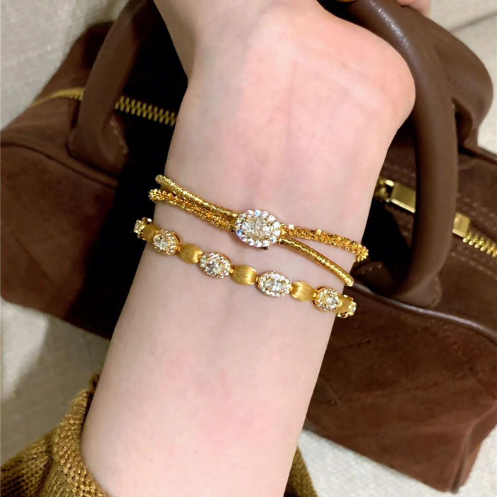 Hisera Super Heavy Workmanship Double Layer Crystal Jewelry