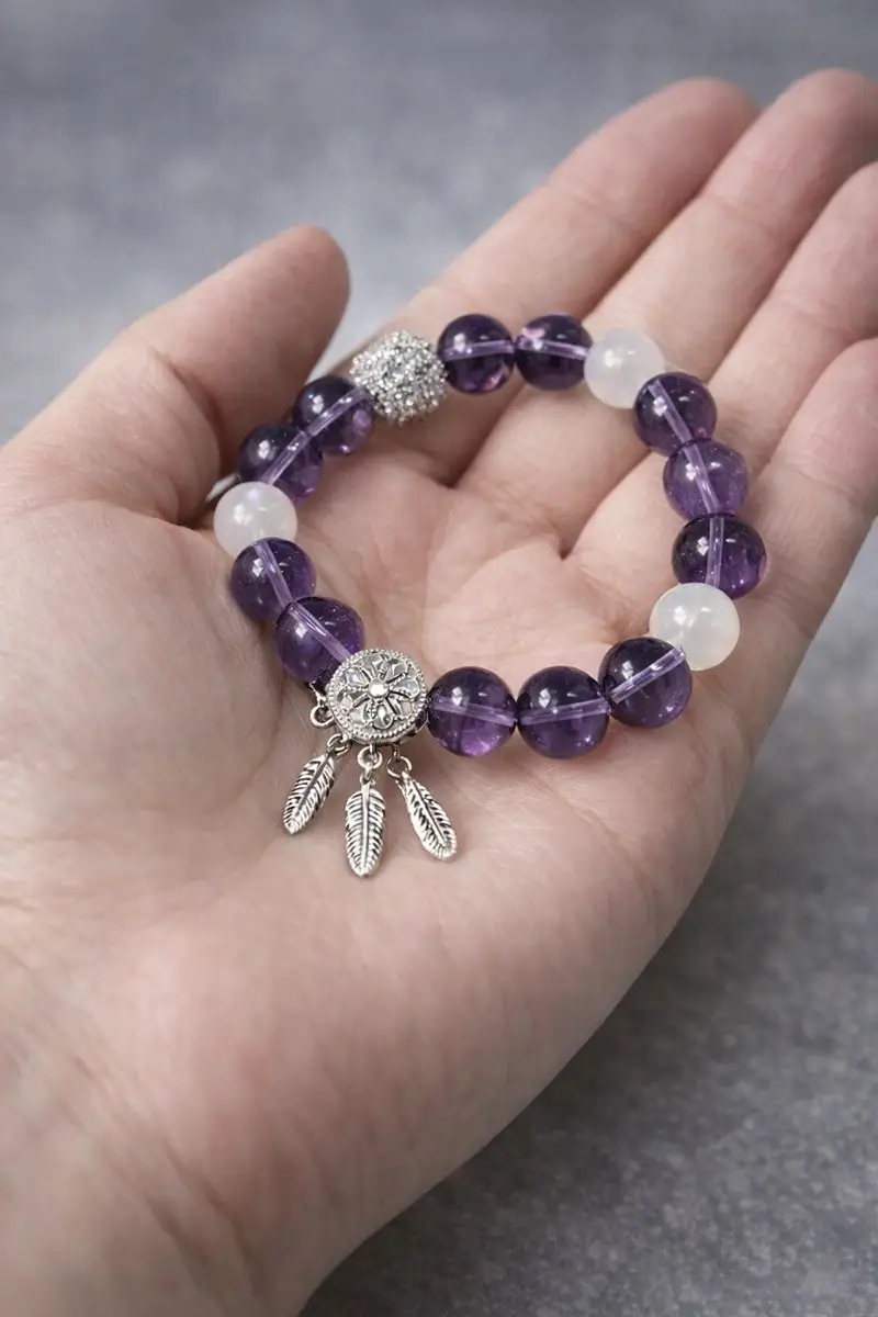 Hisera Brazilian Trendy Natural Amethyst Clear Crystal Jewelry