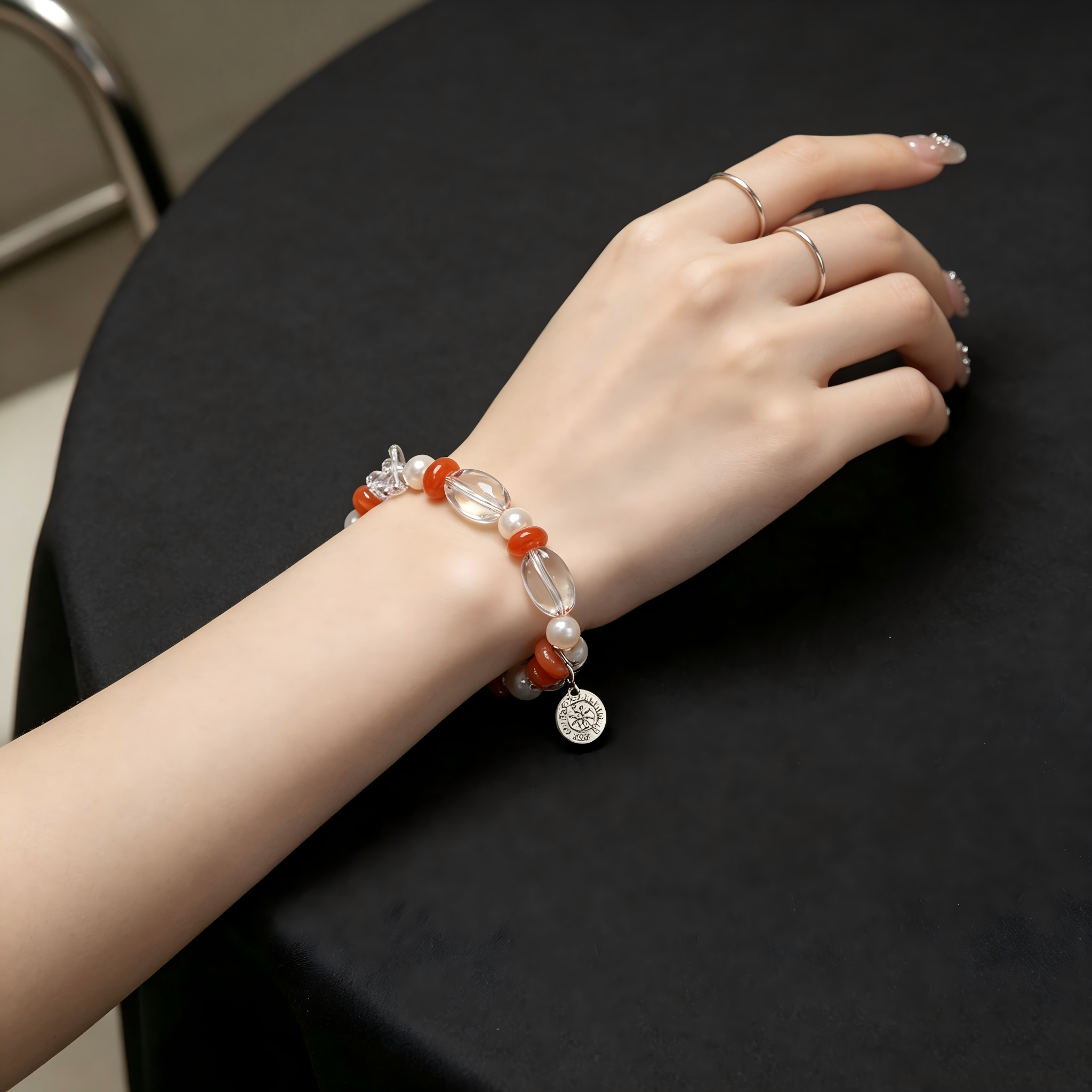 Stackable Festive Bracelet Transparent Clear Quartz