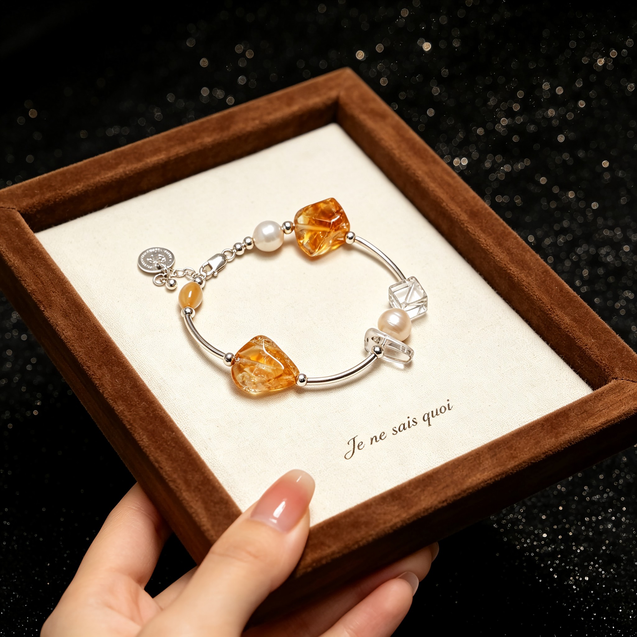 Handmade Dainty Adjustable Bracelet Raw Citrine