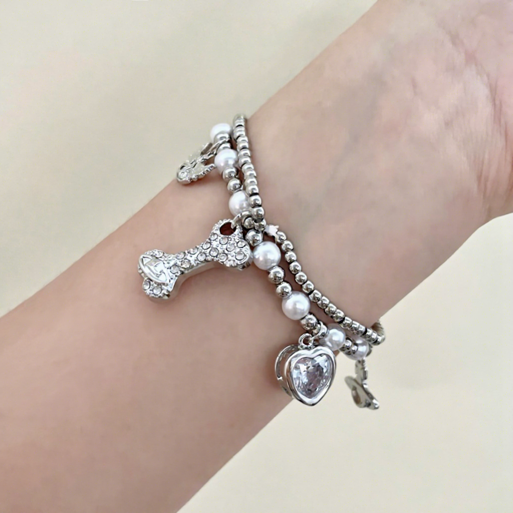 Hisera Light Luxury Bone Saturn Double Crystal Jewelry