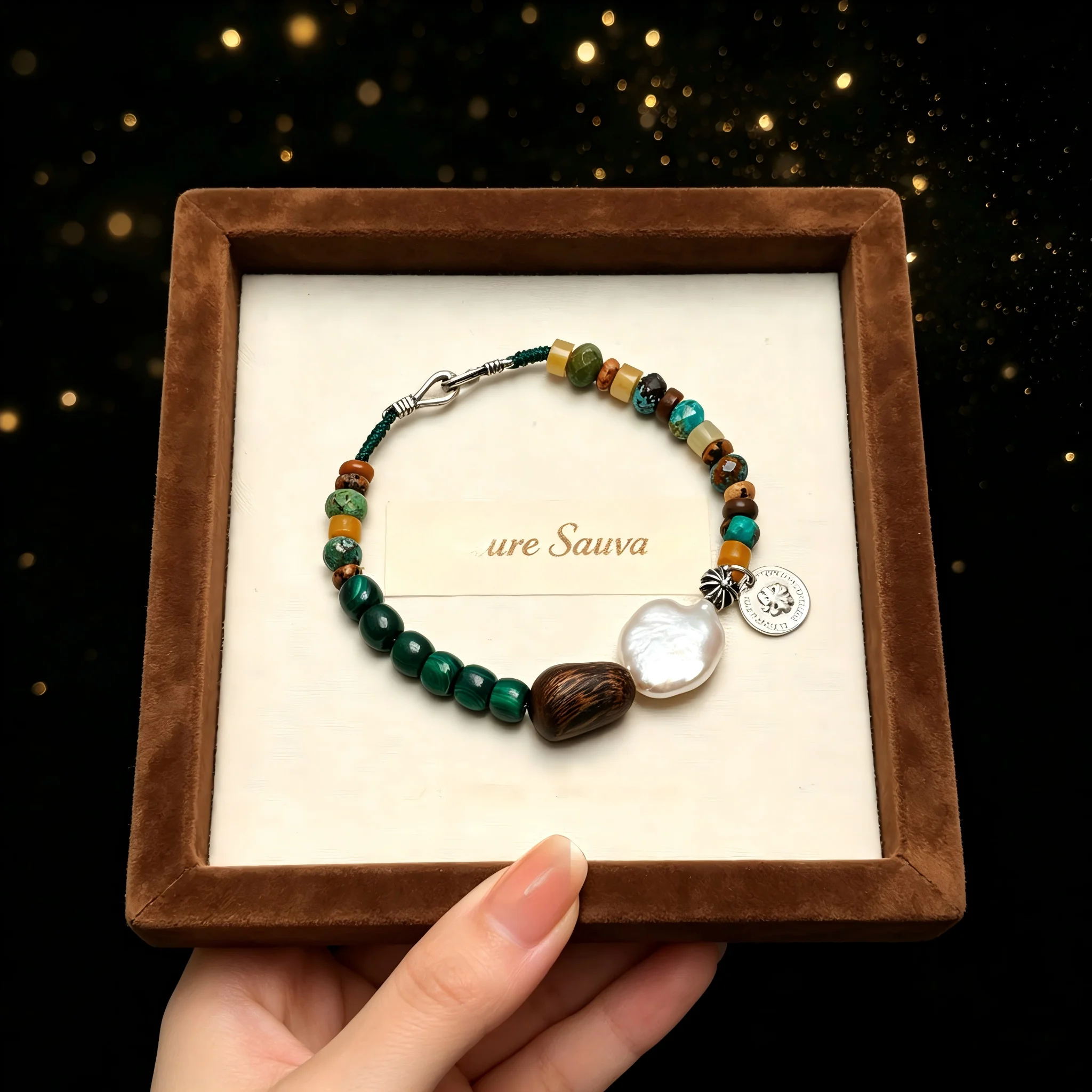 Fashion Handmade Beaded Bracelet Natural Malachite