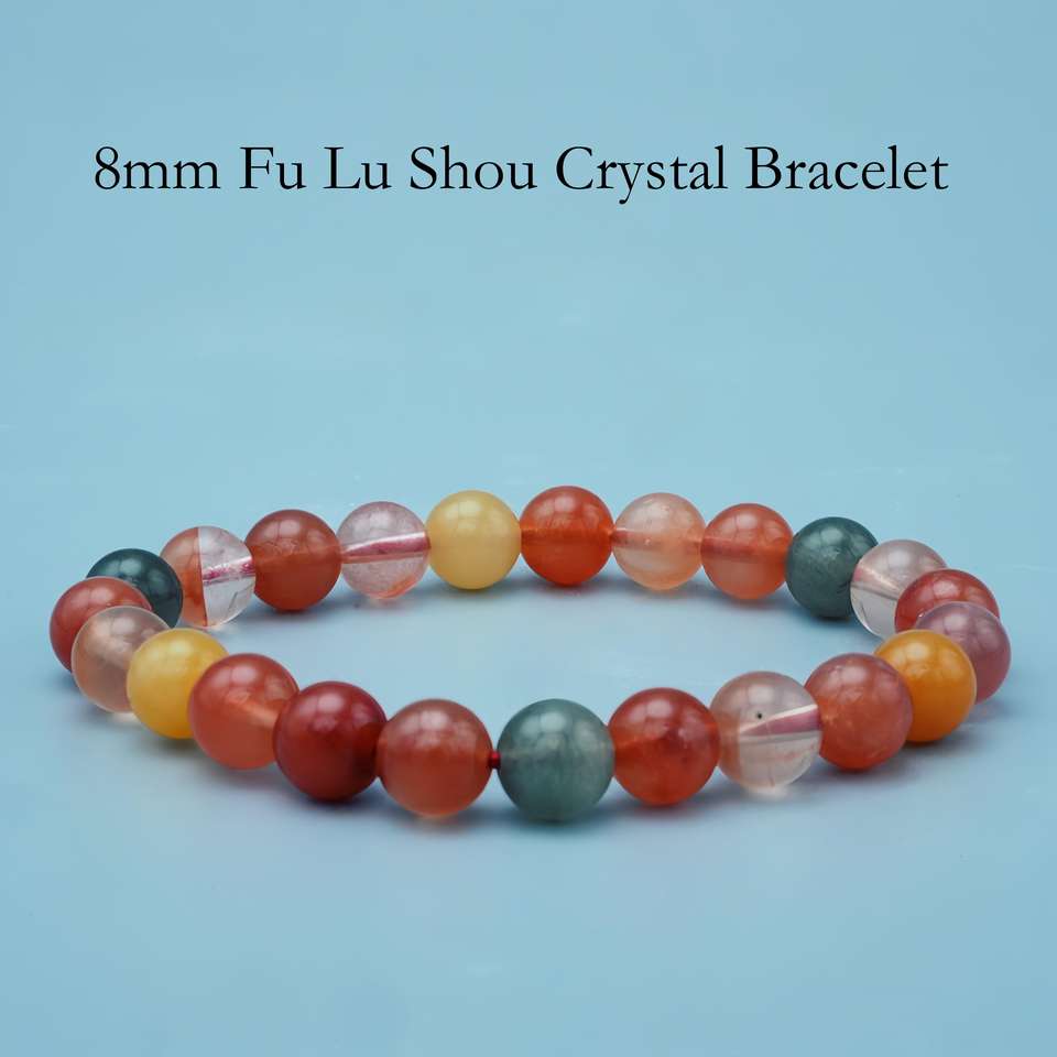 8mm Fu Lu Shou Trendy Crystal Bracelet - Lucky Fortune Charm