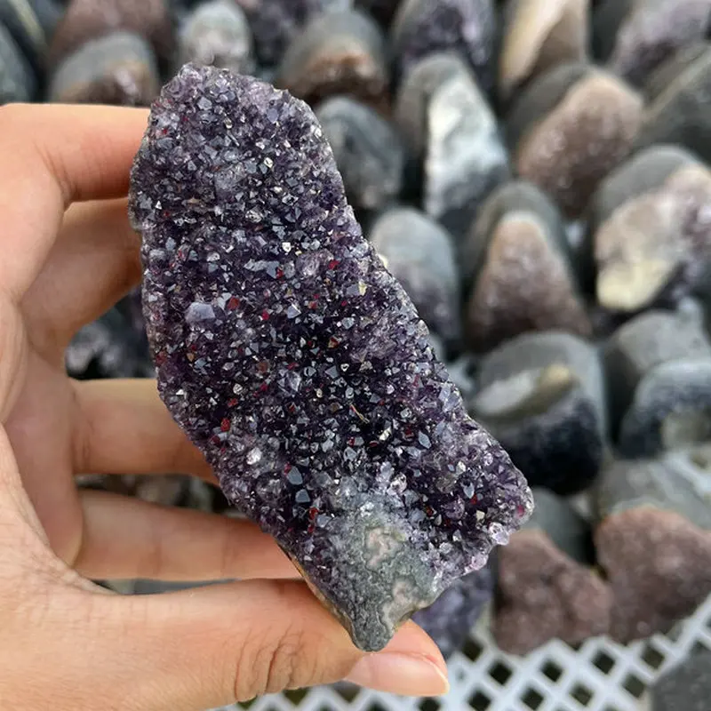 Small Colorful Amethyst Cluster Geode Paperweight - Desk Mineral Specimen
