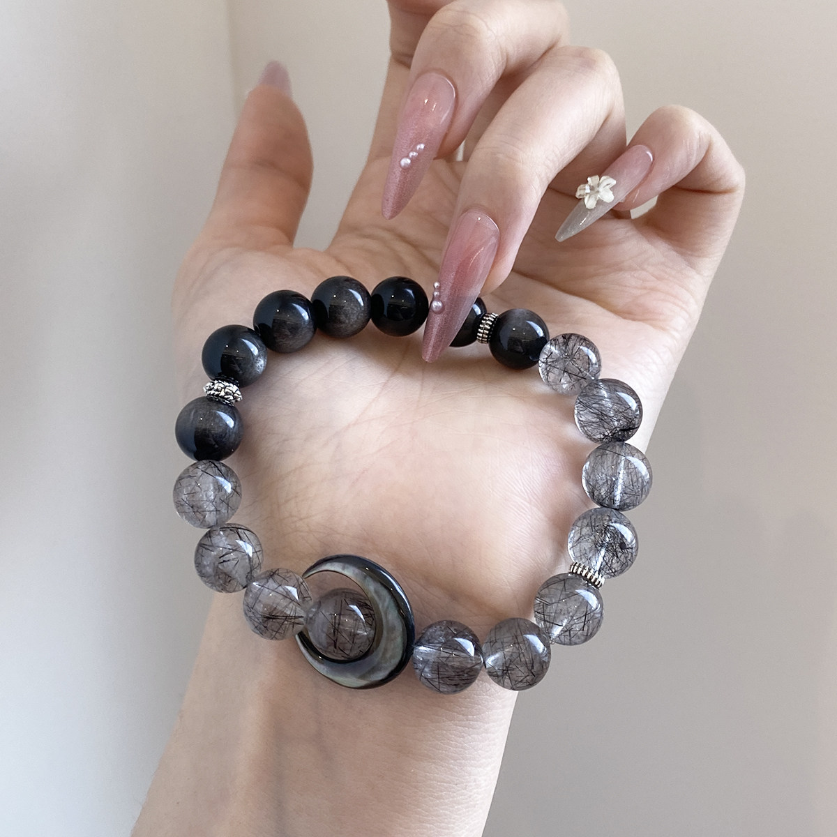 Hisera Punk Style Moon Shape Beaded