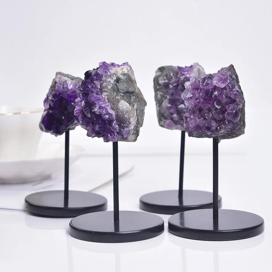 Natural Irregular Gemstone Mineral Purple Amethyst Cluster - Ornament Art