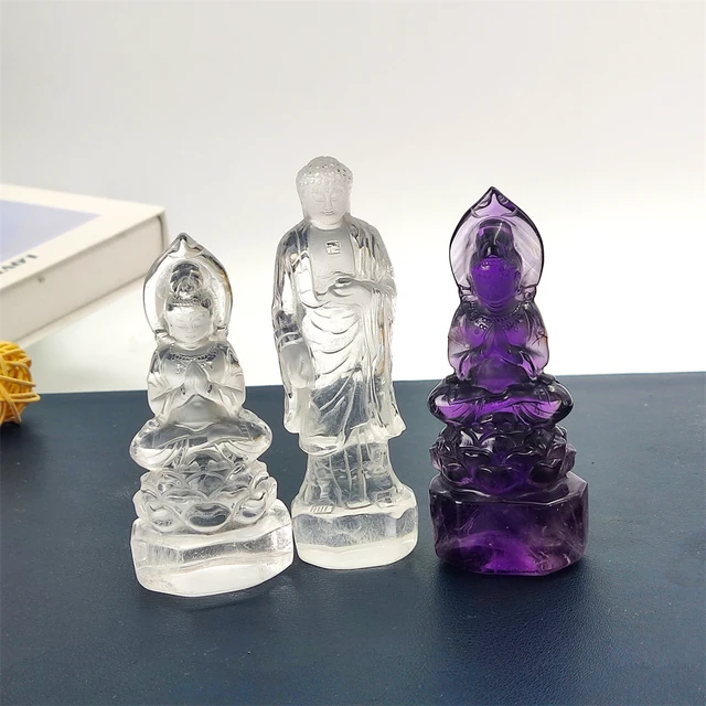 Natural Clear Quartz Amethyst Chinese Buddha Carving - Factory Masterpiece
