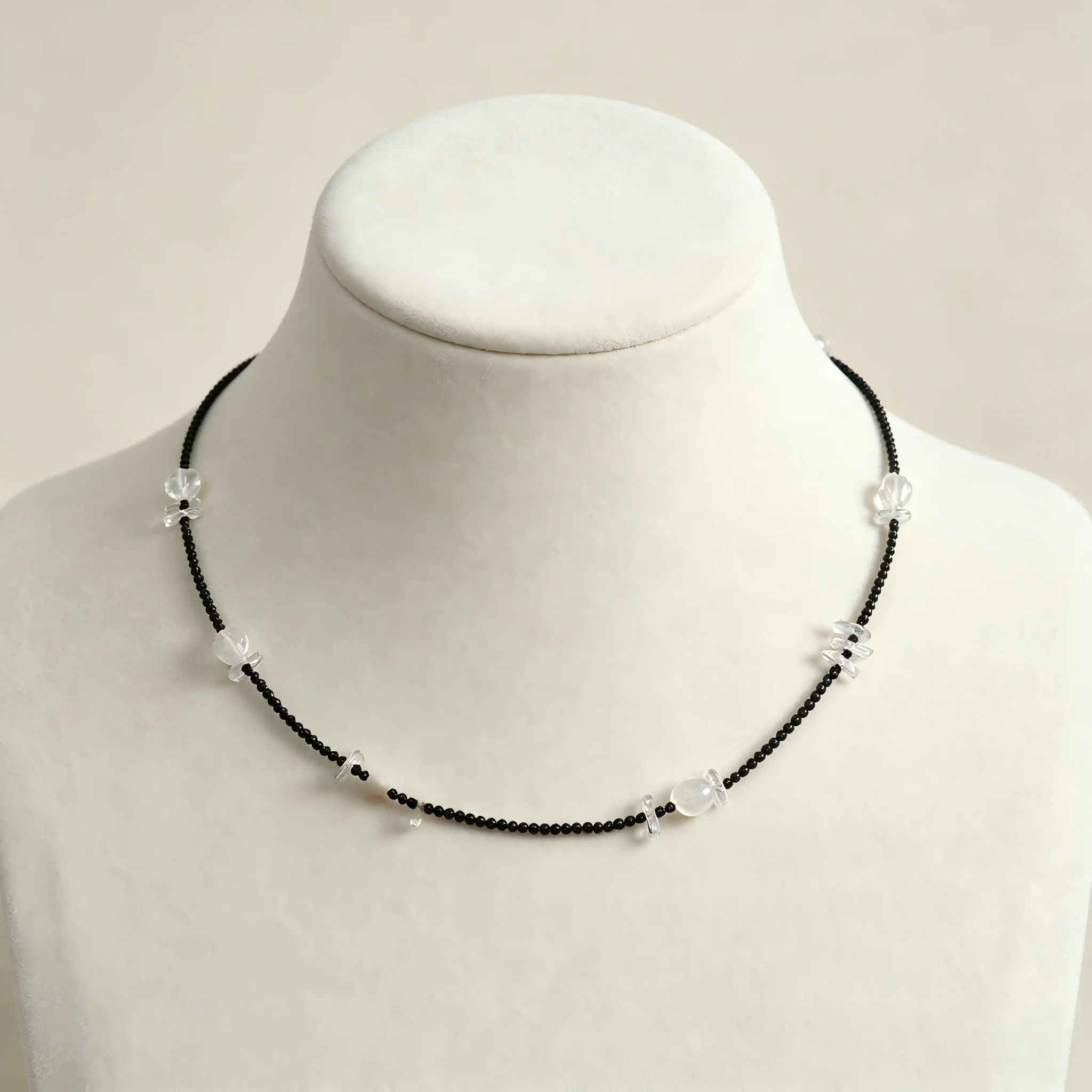 Clear Crystal Black Seed Bead Choker Crystal Jewelry