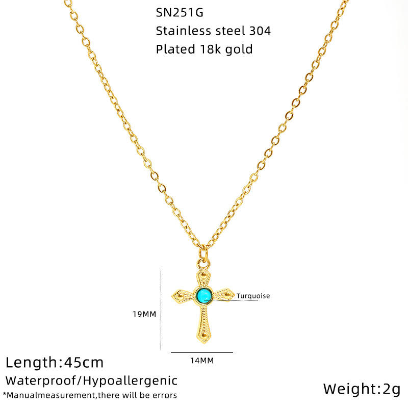 Hisera Copper Sunflower Eye Turquoise Clavicle Chain Pendant