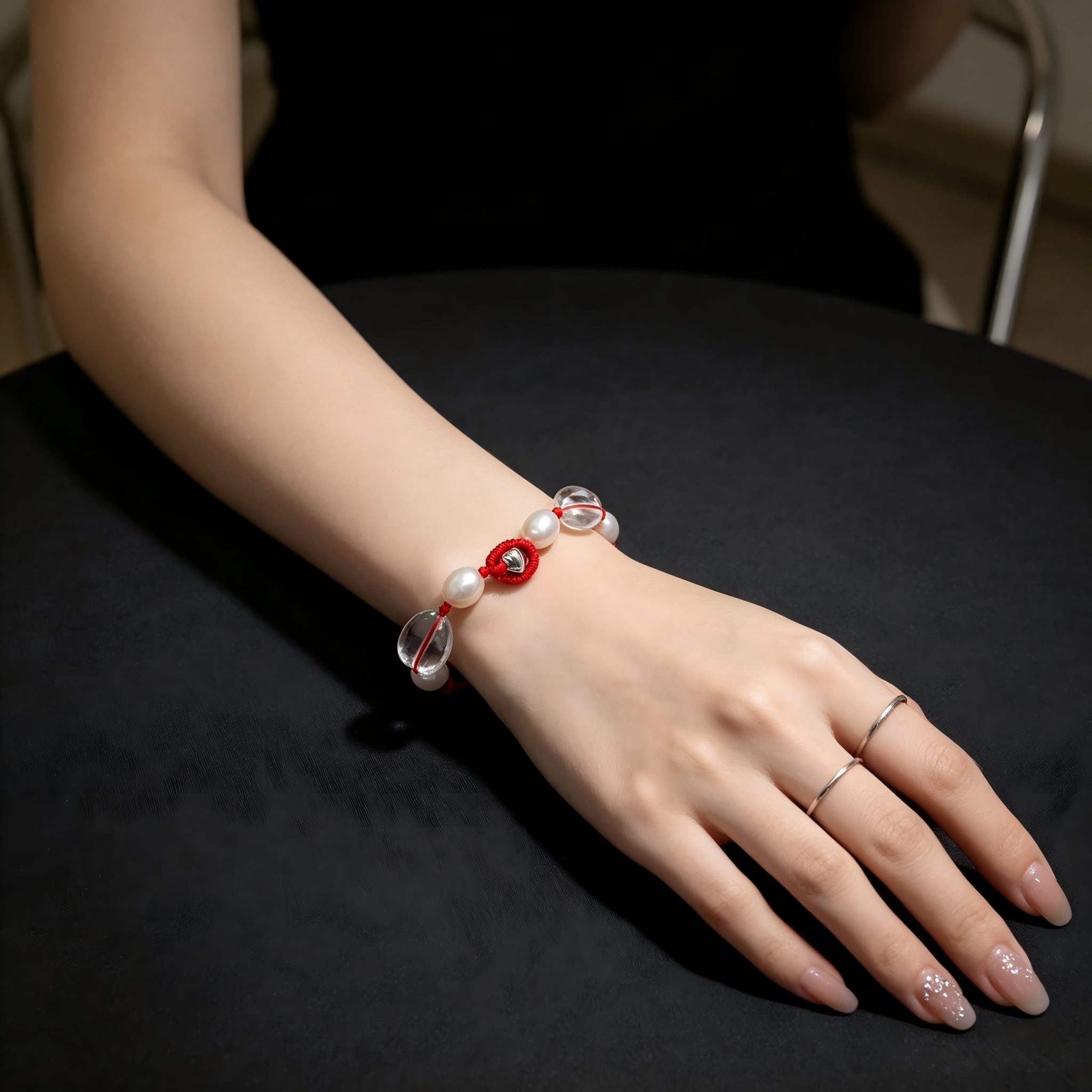 Elegant Hand Knotted Bracelet Natural Clear