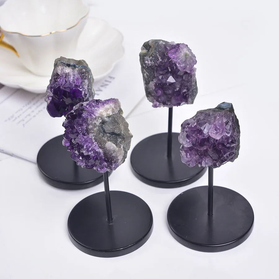 Natural Irregular Gemstone Mineral Purple Amethyst Cluster - Ornament Art