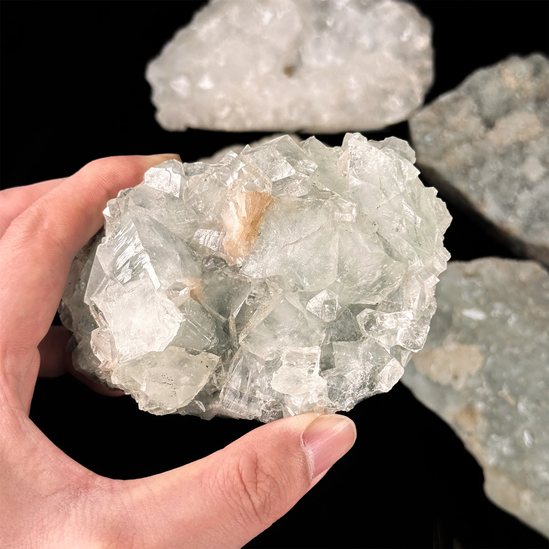 Apophyllite Fossil Natural Specimen Crystal Mineral Cluster - Rare Green Mineral Art