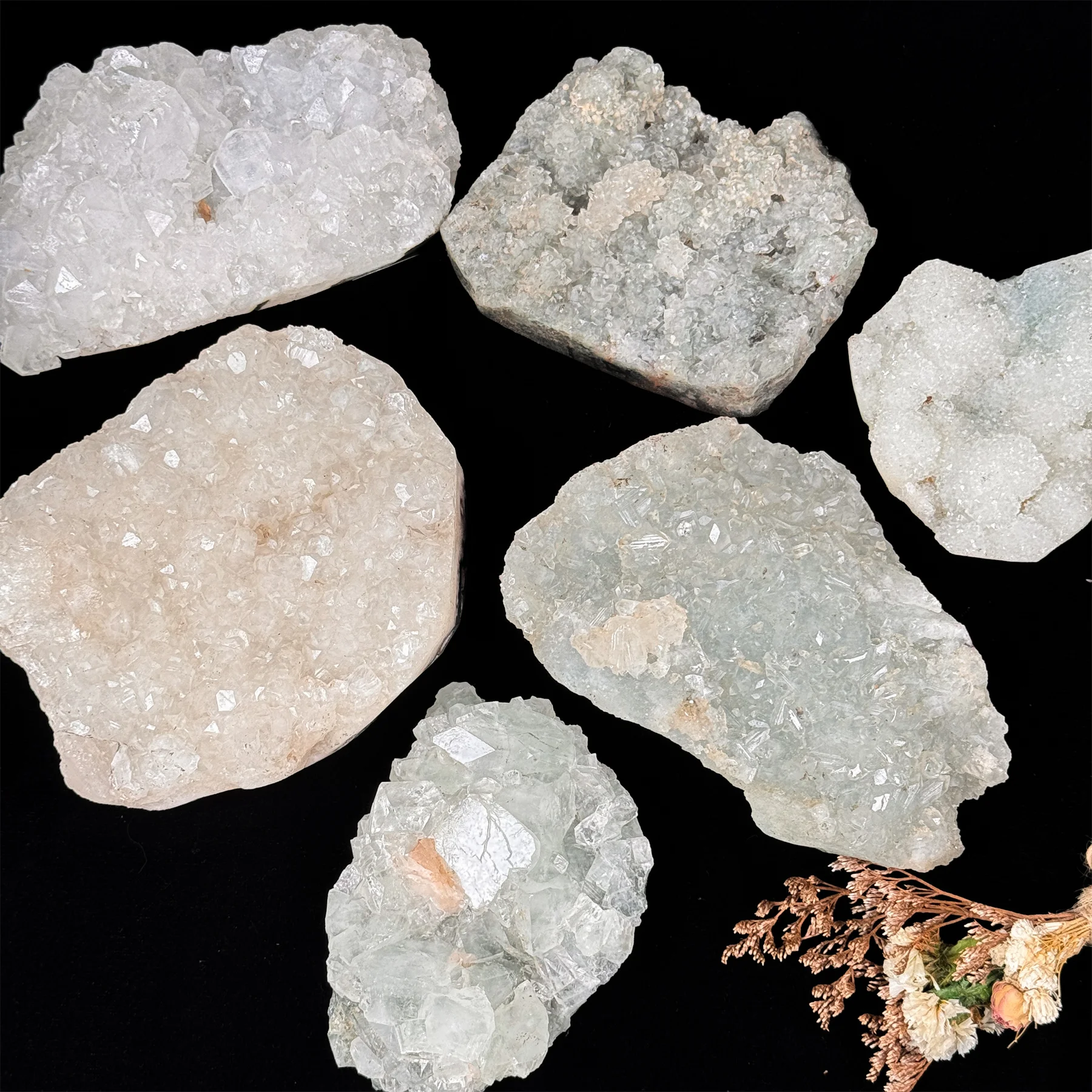 Apophyllite Fossil Natural Specimen Crystal Mineral Cluster - Rare Green Mineral Art