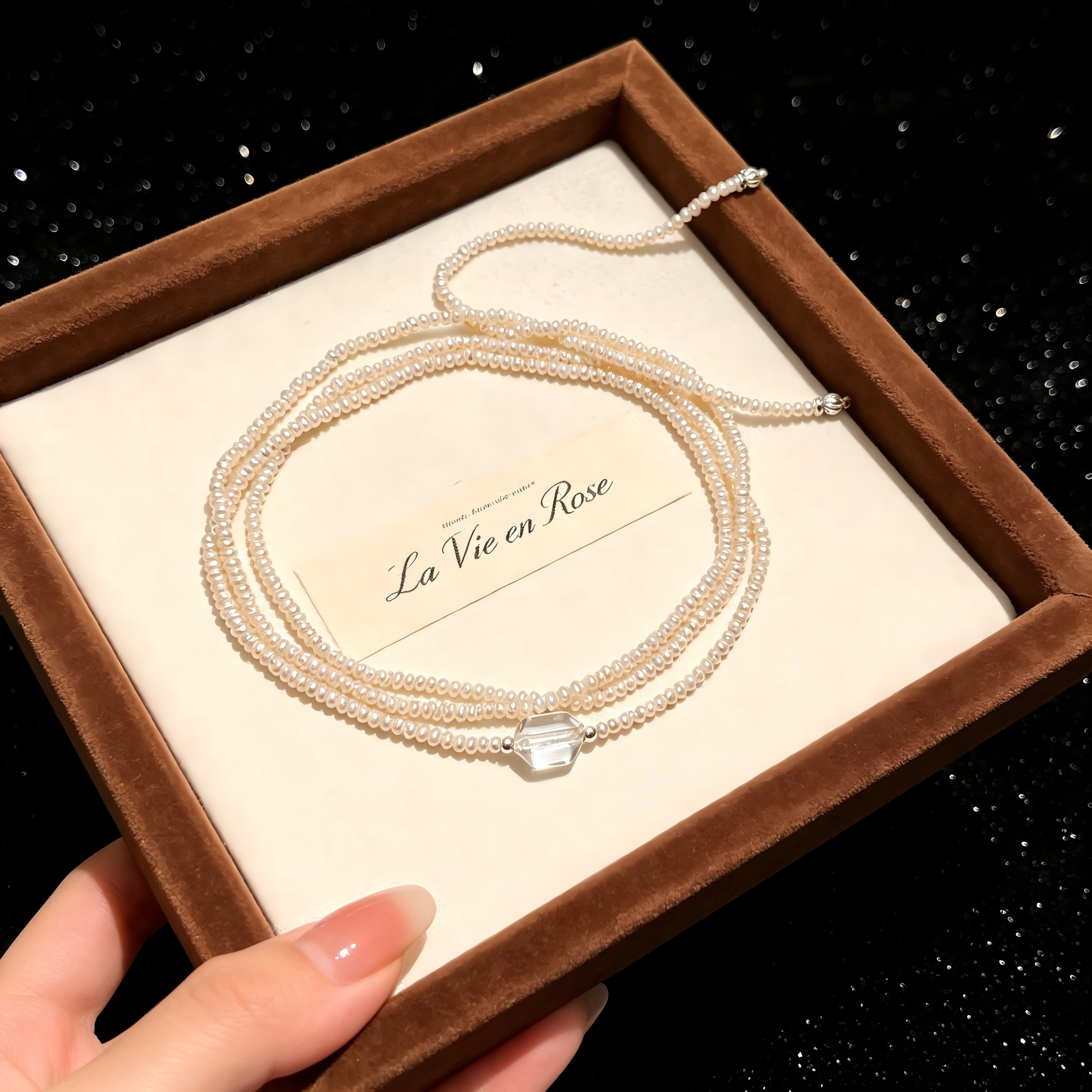 Hand Strung Multi Wrap Freshwater Pearl Crystal Jewelry