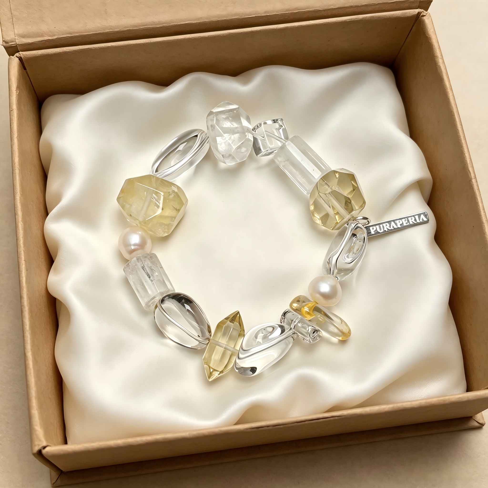 Minimalist Transparent Bracelet Citrine Clear Quartz