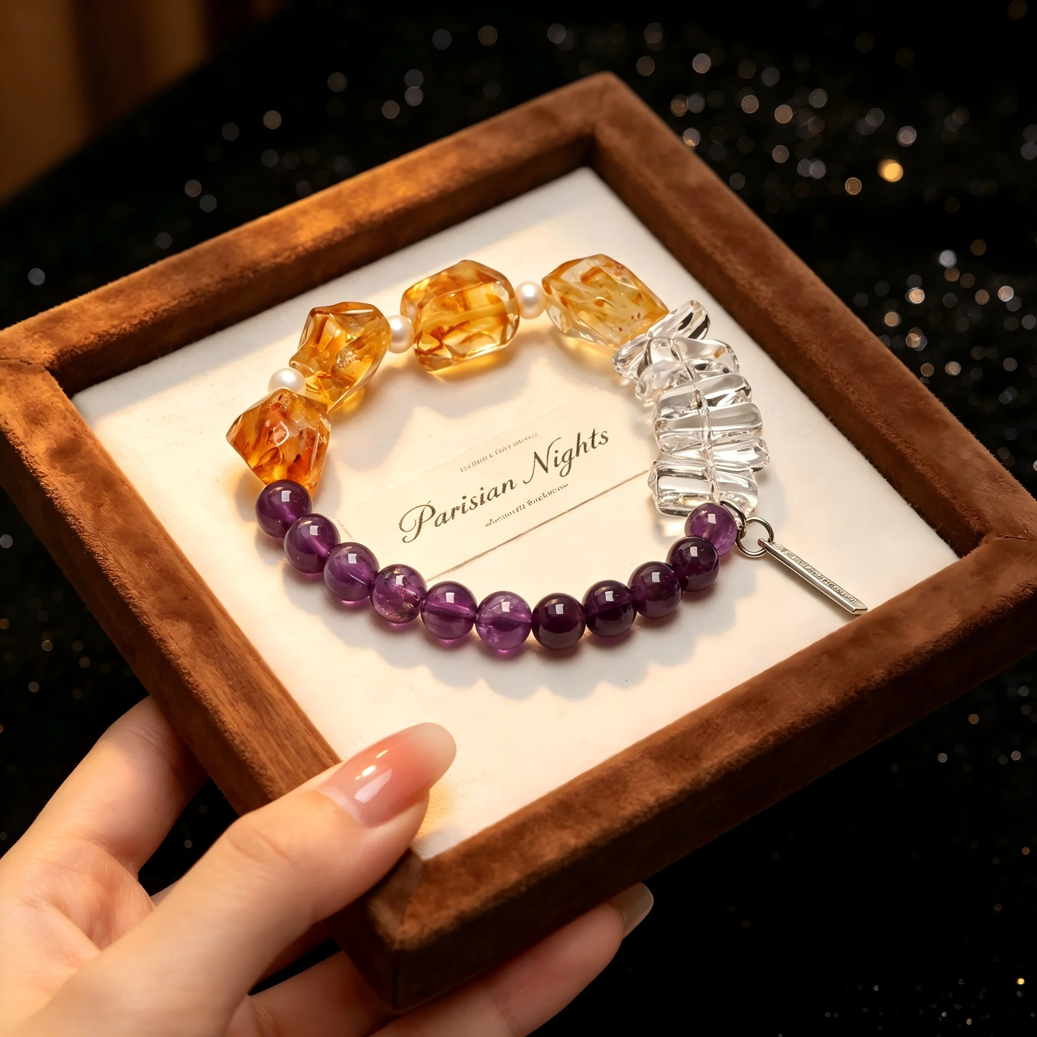 Natural Crystal Beaded Bracelet Irregular Citrine