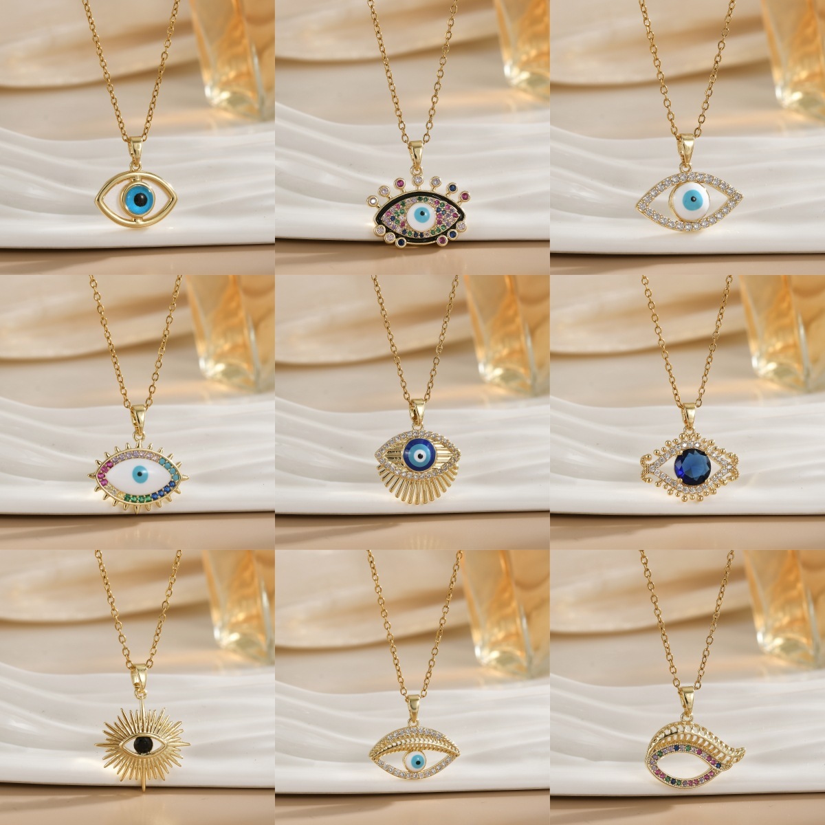 Hisera Gold Plated Zircon Stainless Steel Crystal Jewelry