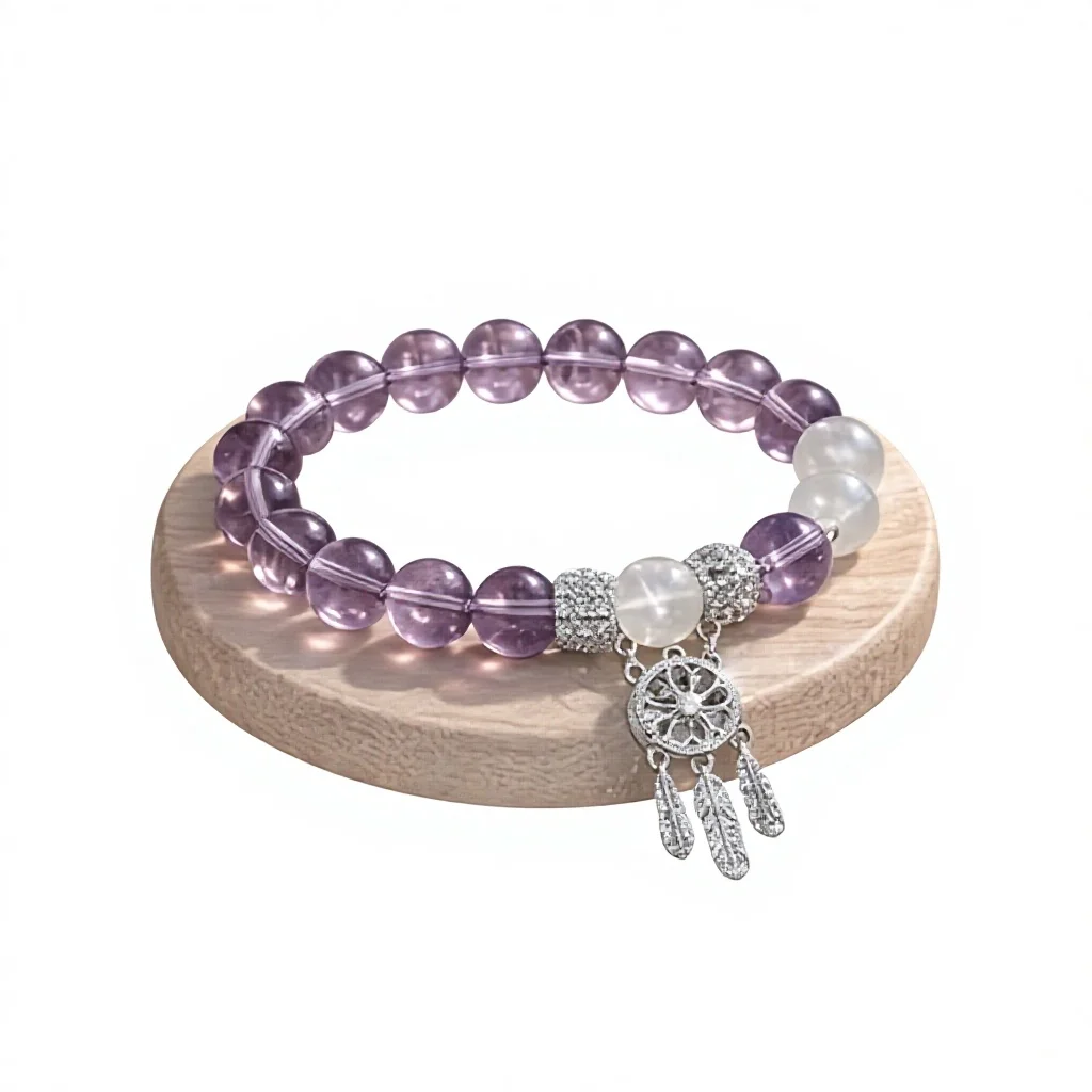 Hisera Brazilian Trendy Natural Amethyst Clear Crystal Jewelry
