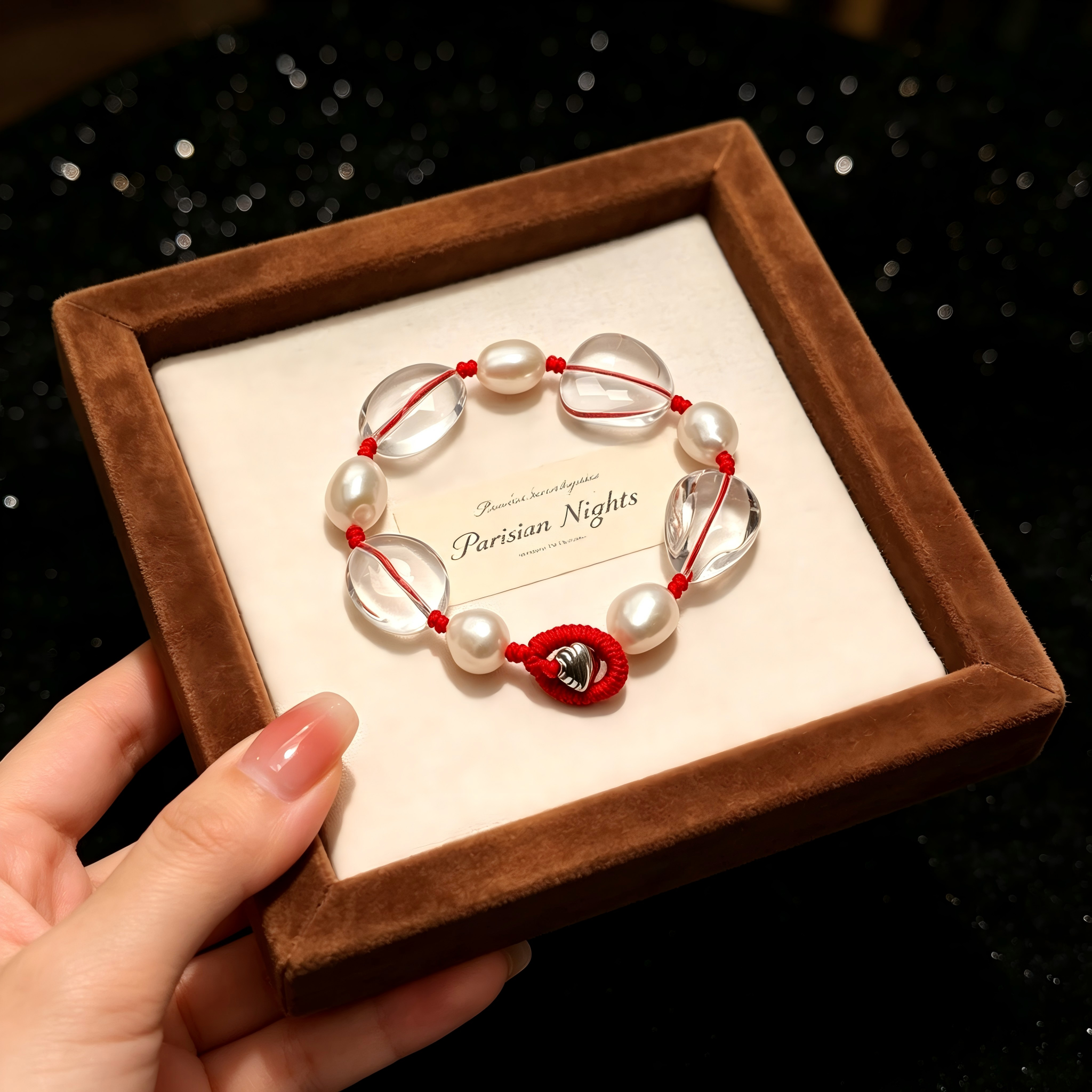 Elegant Hand Knotted Bracelet Natural Clear