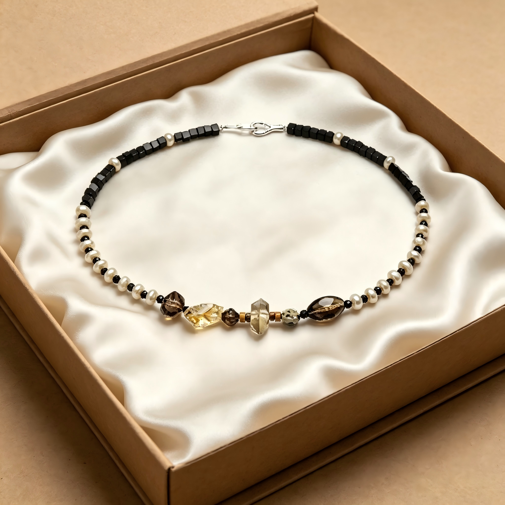 Handmade Natural Crystal Pearl Beaded Necklace