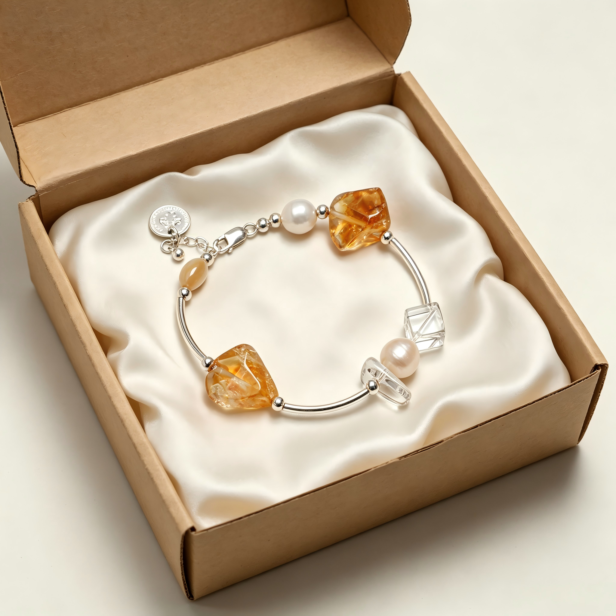 Handmade Dainty Adjustable Bracelet Raw Citrine