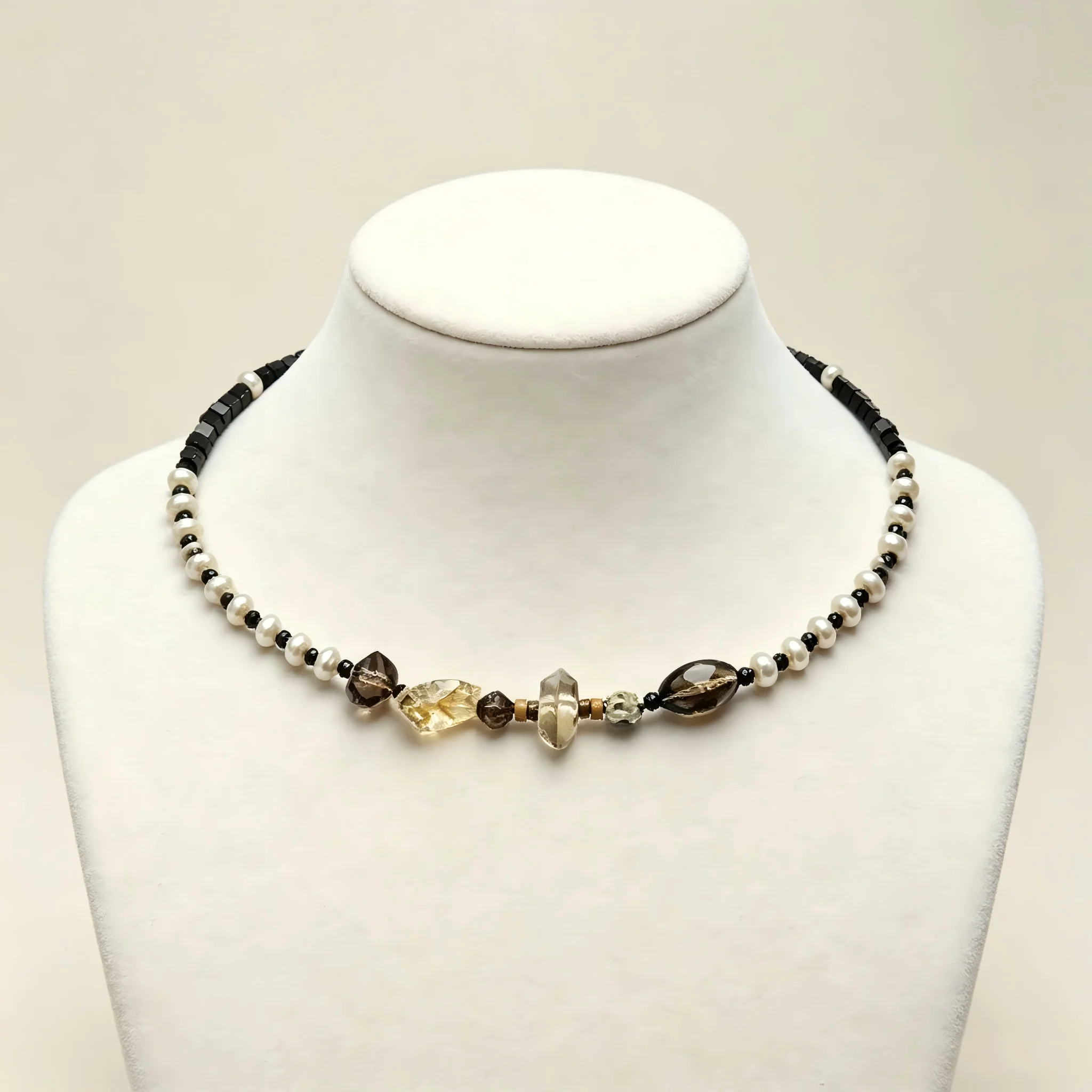 Handmade Natural Crystal Pearl Beaded Necklace