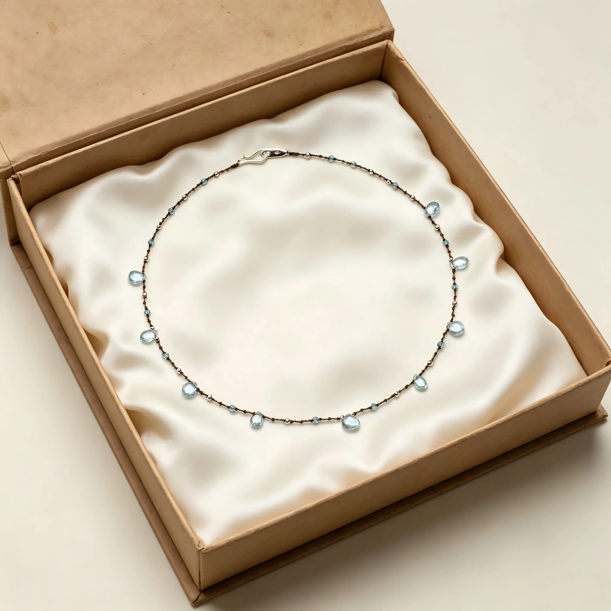 Dainty Blue Topaz Gemstone Clavicle Chain Crystal Jewelry