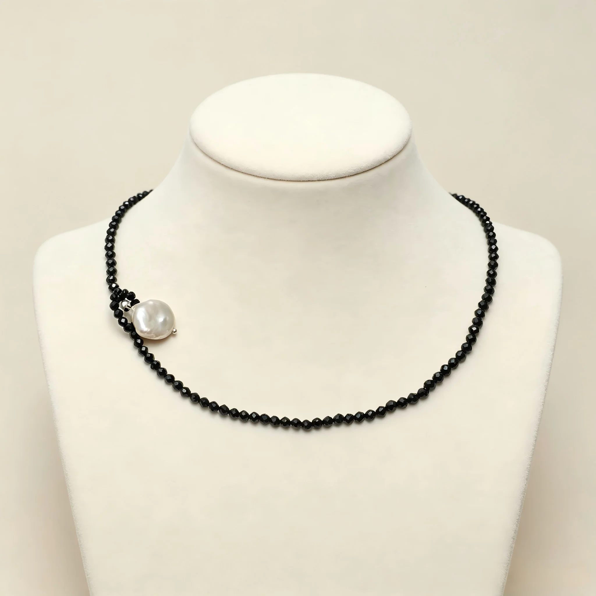 Black Spinel Beaded Choker Necklace Natural