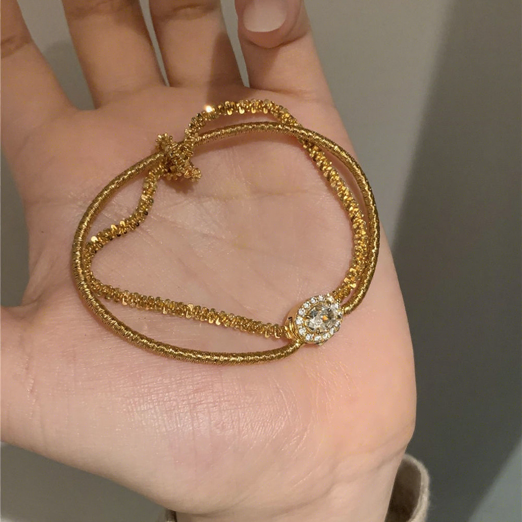 Hisera Super Heavy Workmanship Double Layer Crystal Jewelry