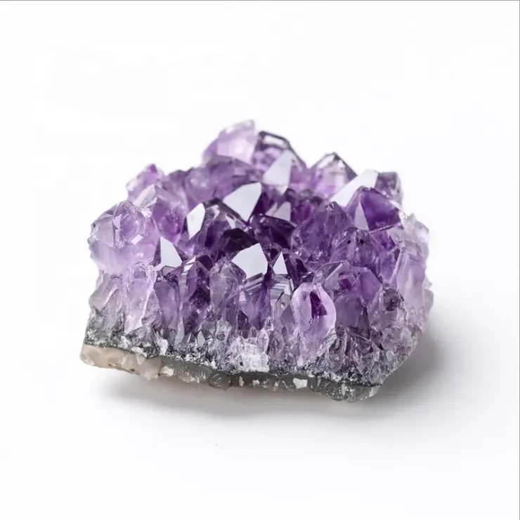 Natural Dark Purple Amethyst Geode Crystal Cluster - Shining Art Stone