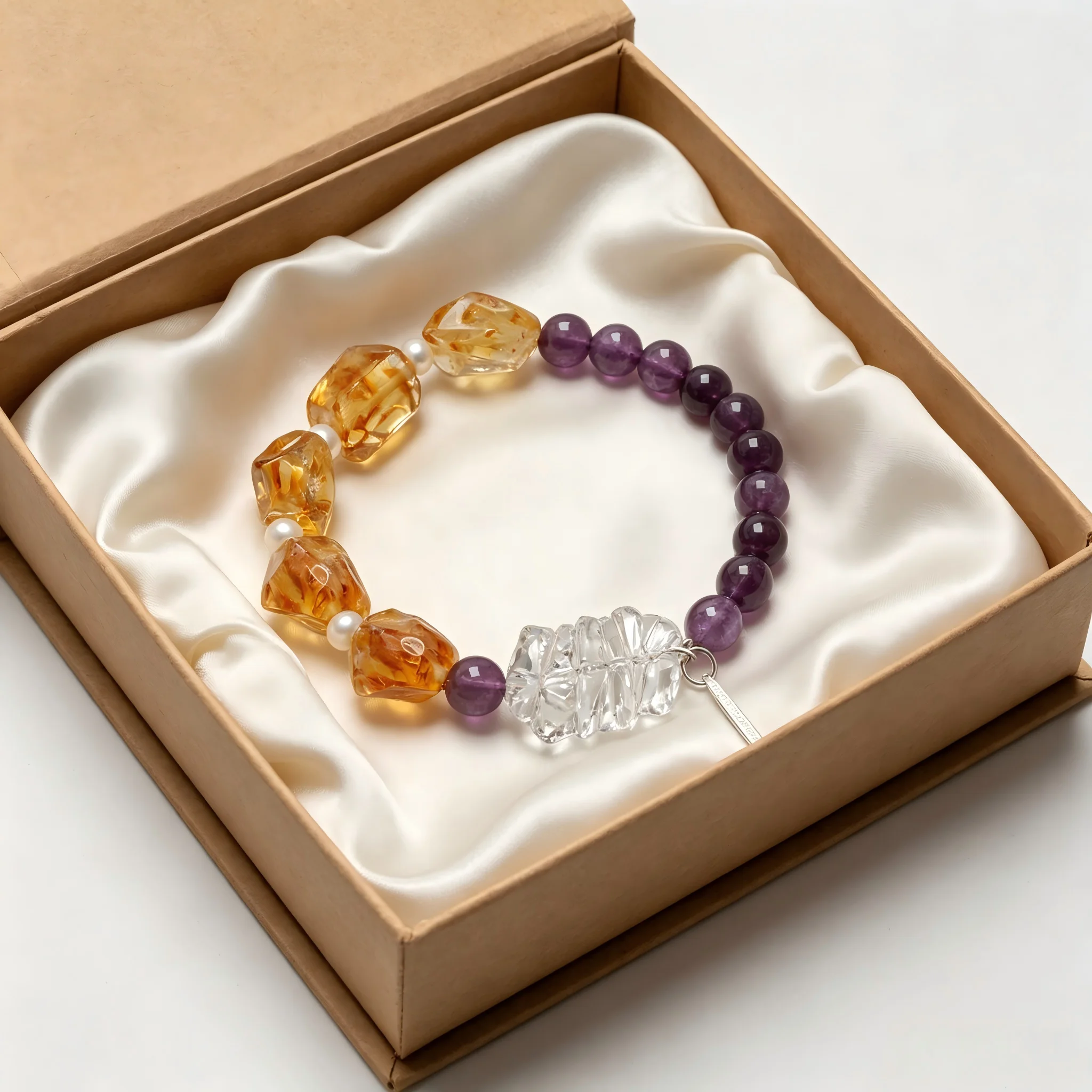 Natural Crystal Beaded Bracelet Irregular Citrine