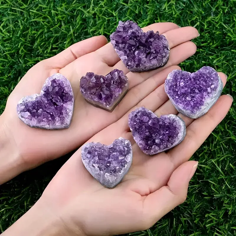 Amethyst Natural Crystal Quartz Heart Shape - Energy Healing Stone