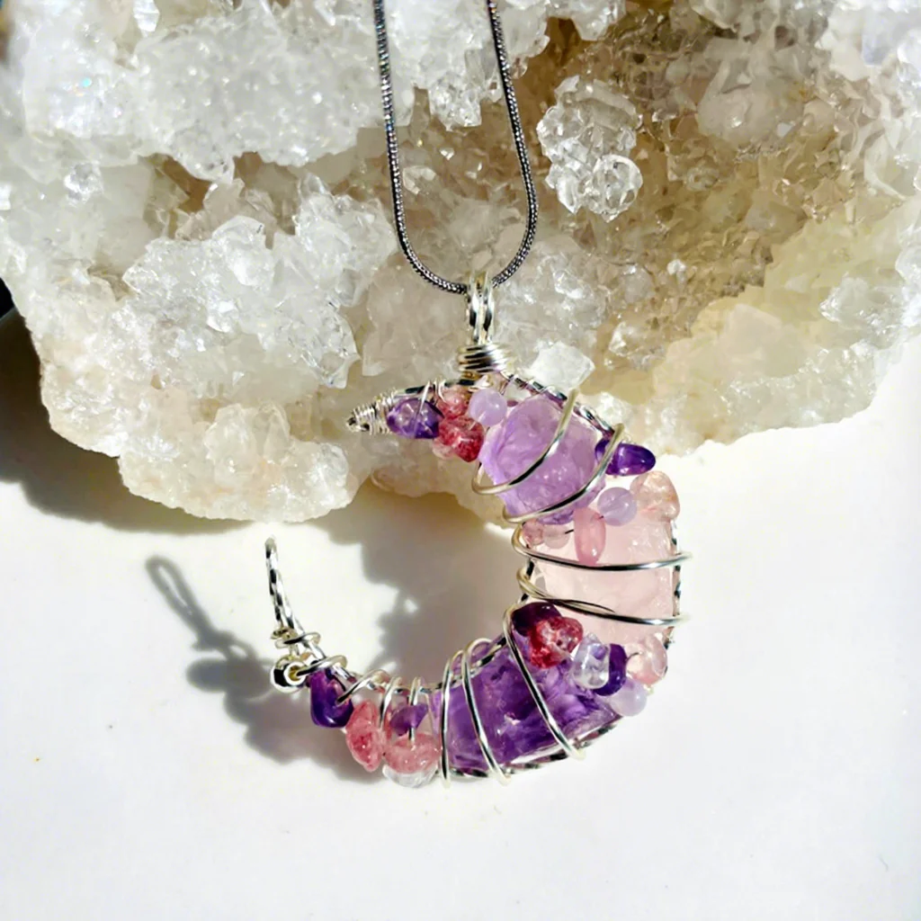 Hisera Aquamarine Amethyst Pink White Crystal Crystal Jewelry