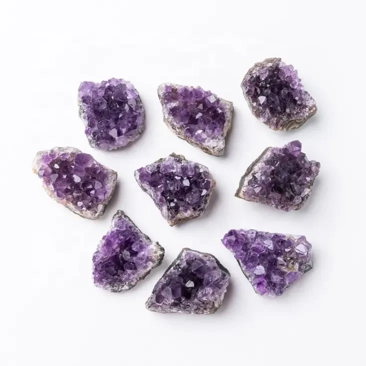 Natural Dark Purple Amethyst Geode Crystal Cluster - Shining Art Stone