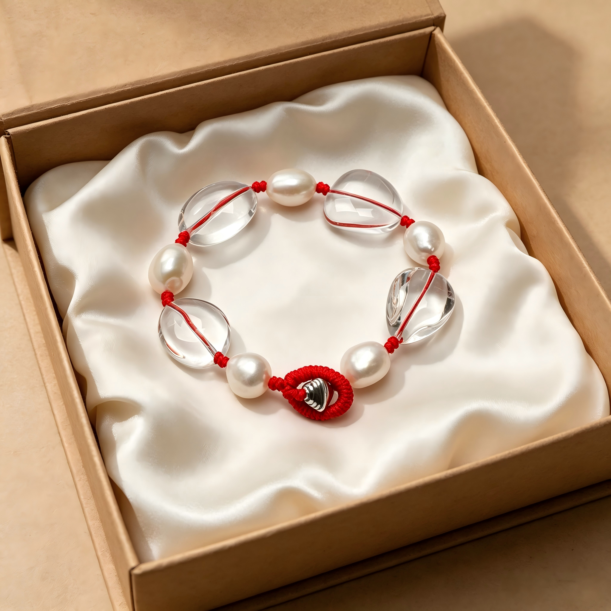 Elegant Hand Knotted Bracelet Natural Clear