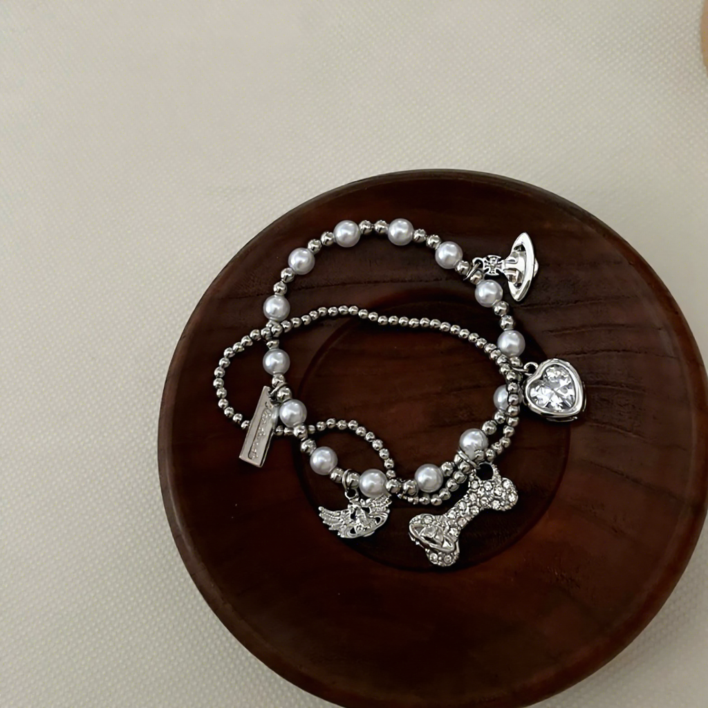 Hisera Light Luxury Bone Saturn Double Crystal Jewelry