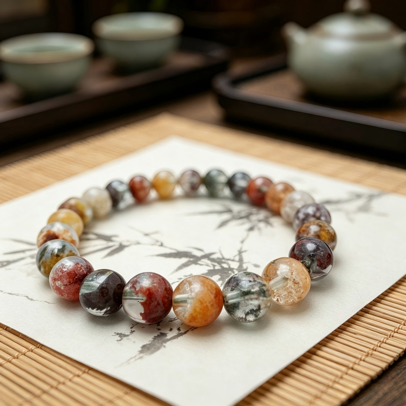 Natural Four Seasons Phantom Gemstone Bracelet