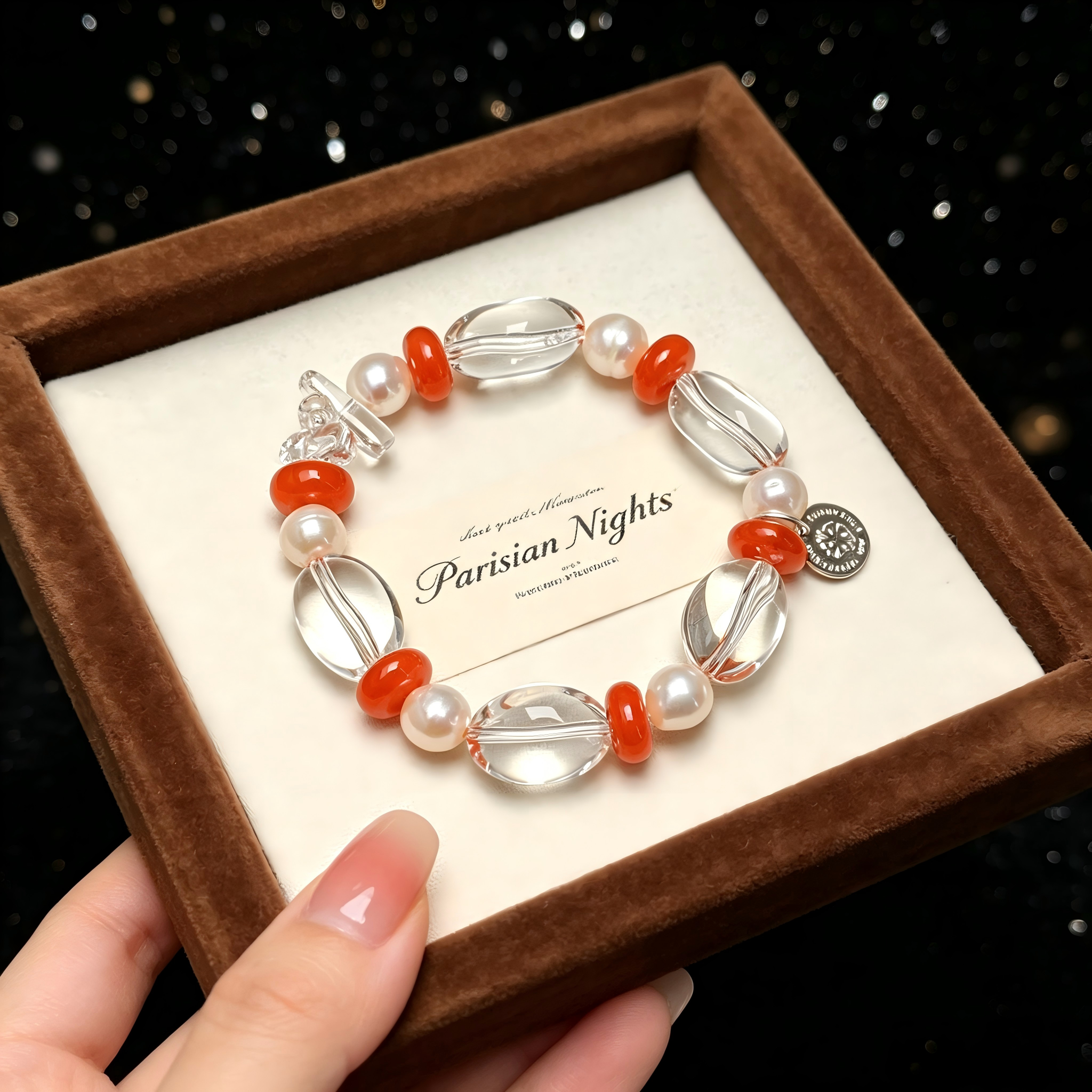 Stackable Festive Bracelet Transparent Clear Quartz
