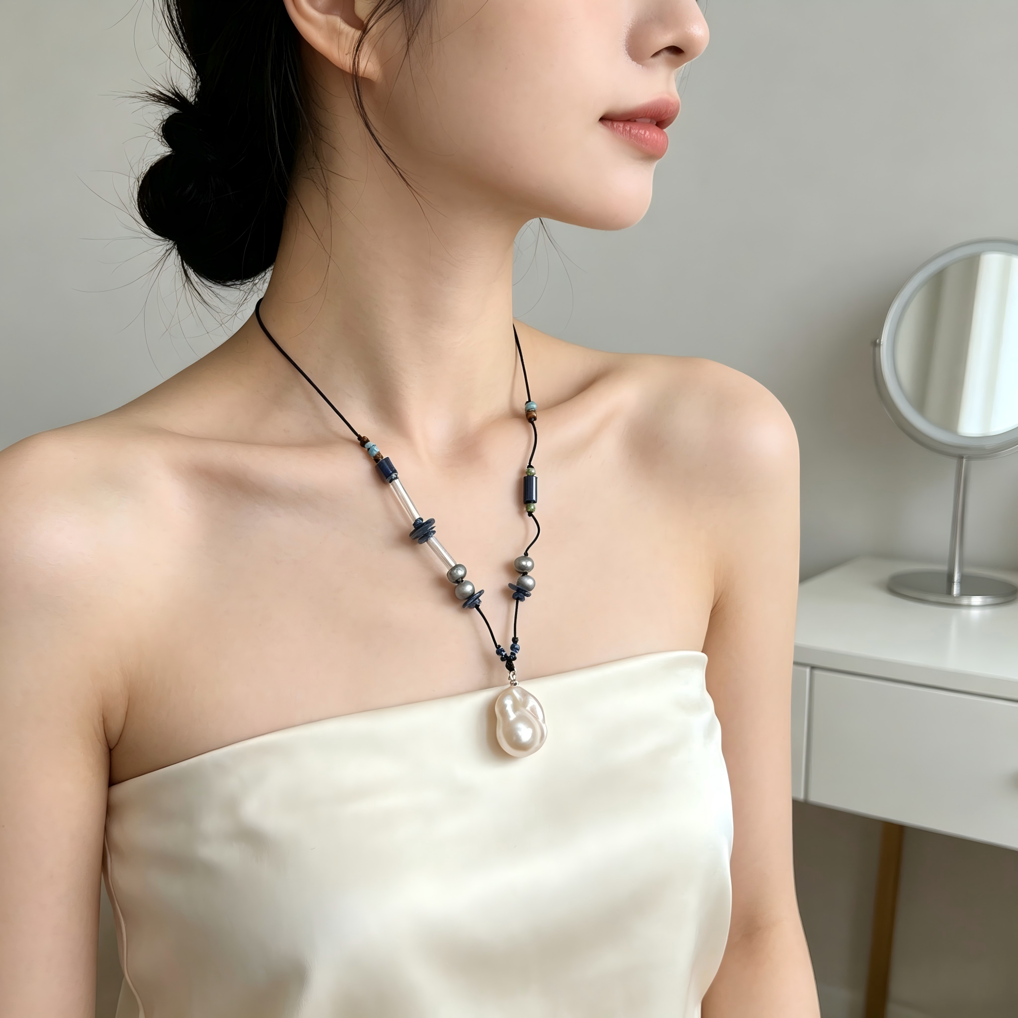 Ethnic Baroque Pearl Pendant Mixed Bead