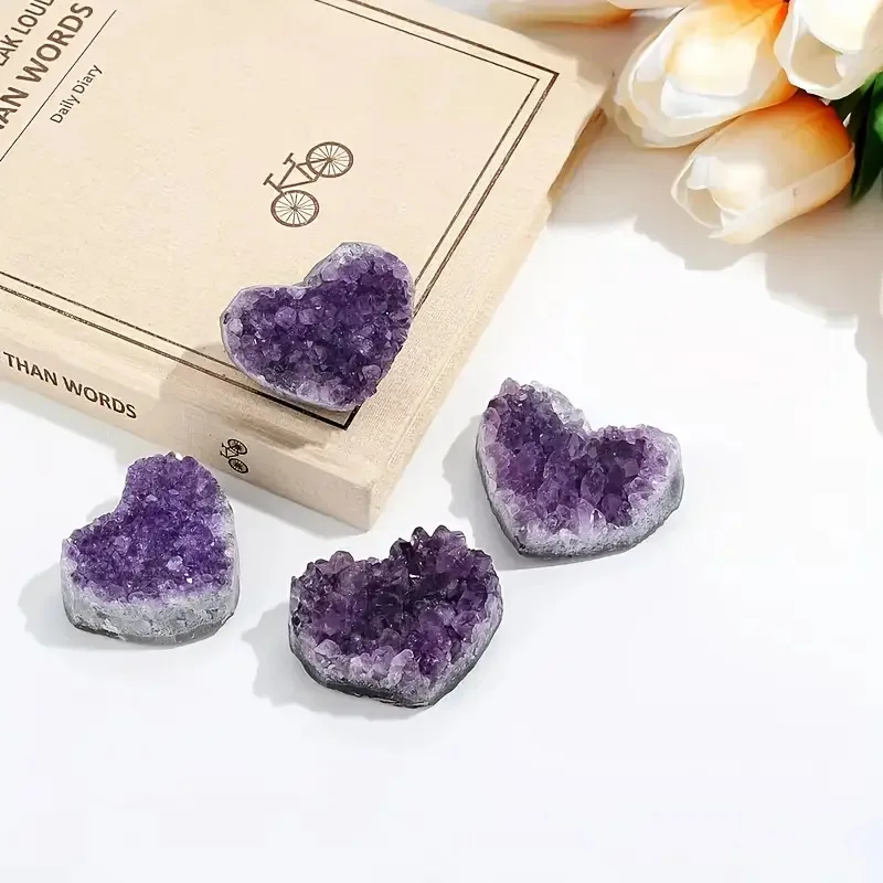 Amethyst Natural Crystal Quartz Heart Shape - Energy Healing Stone