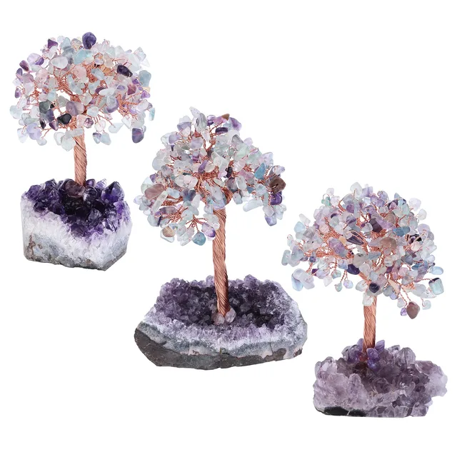 Feng Shui Healing Reiki Crystal Money Tree - Amethyst Base Crystal Tree