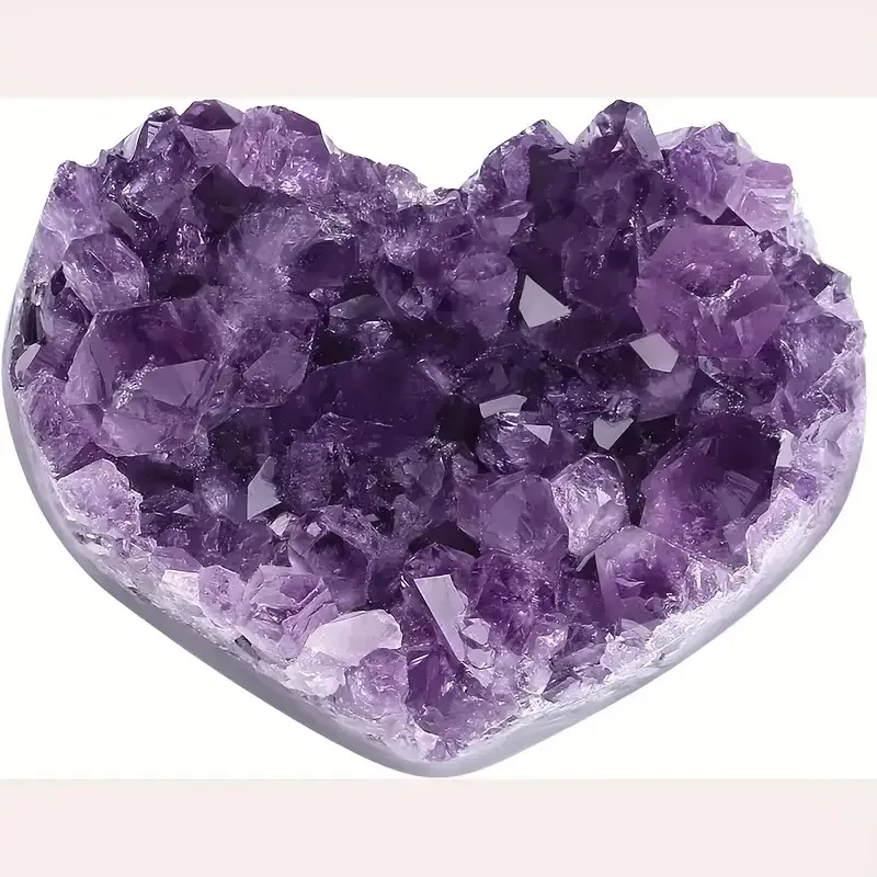 Amethyst Natural Crystal Quartz Heart Shape - Energy Healing Stone