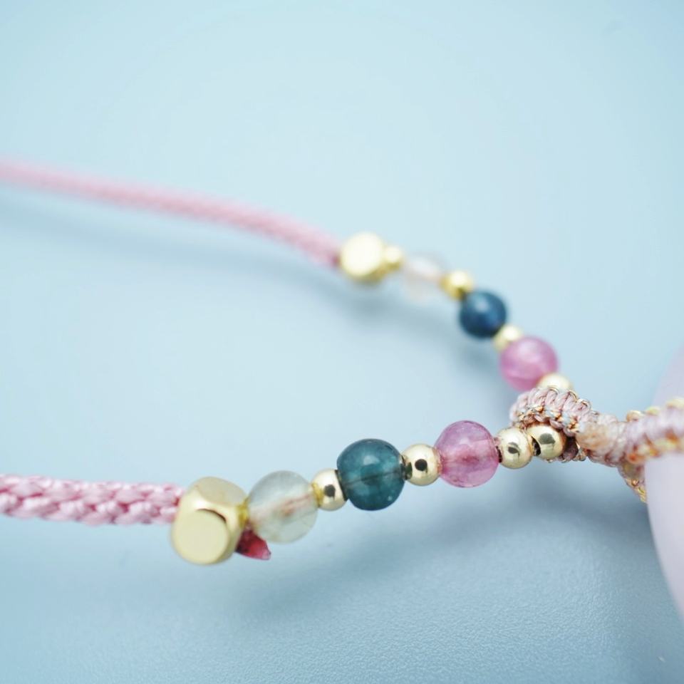 Natural Rose Quartz Pendant Peace Buckle Necklace - Healing 