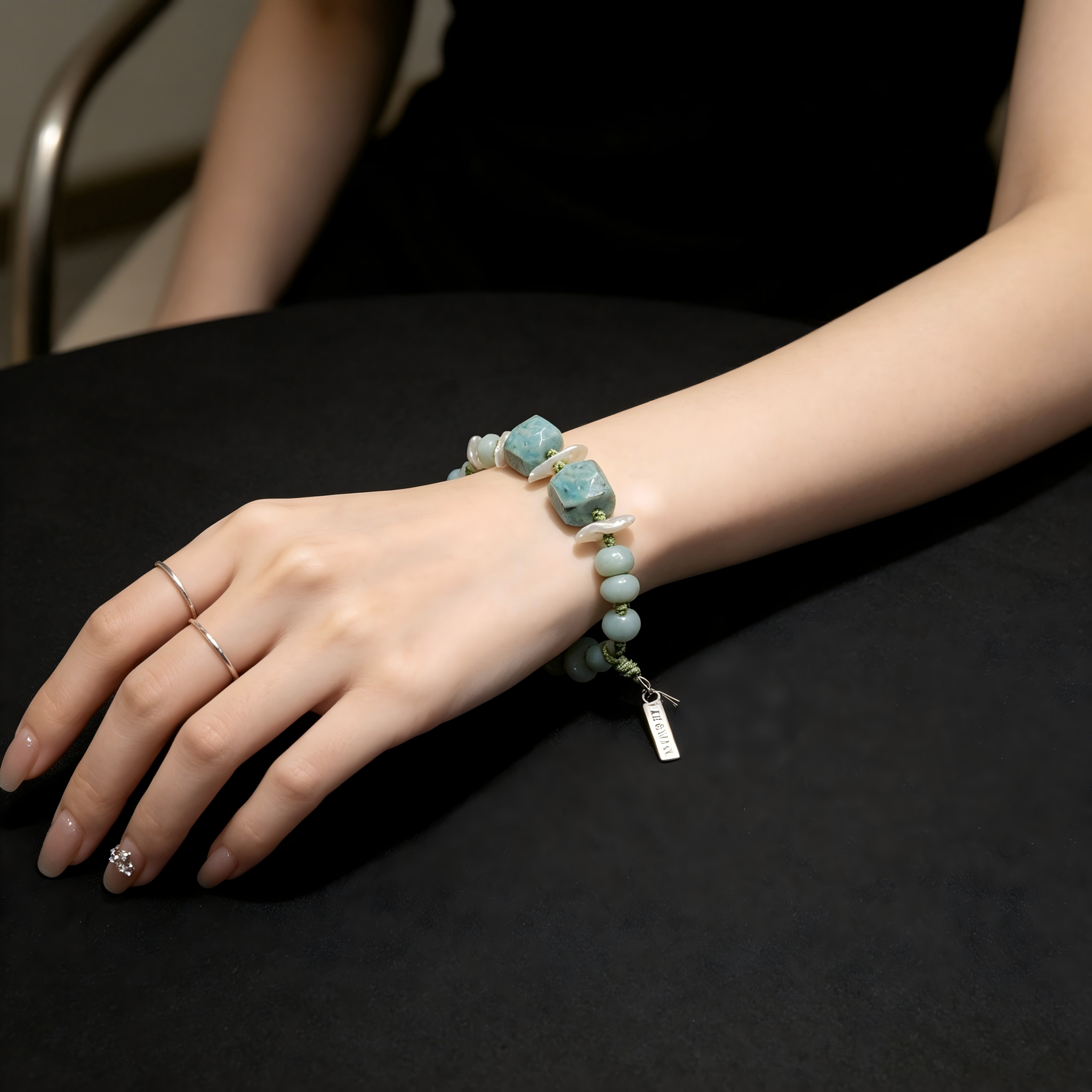 Adjustable Braided Beaded Bracelet Raw Light