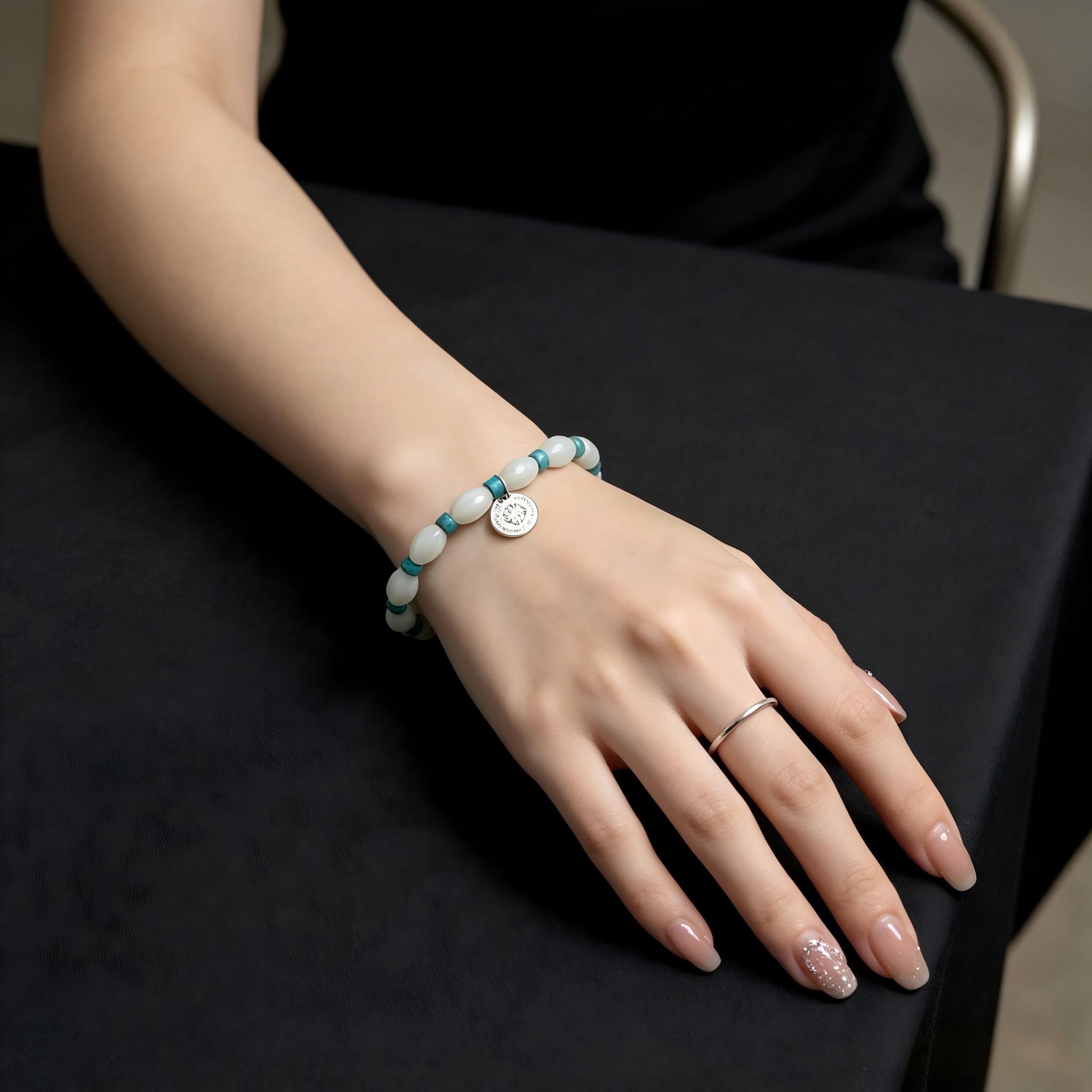 Chinese Style Natural White Jade Bracelet